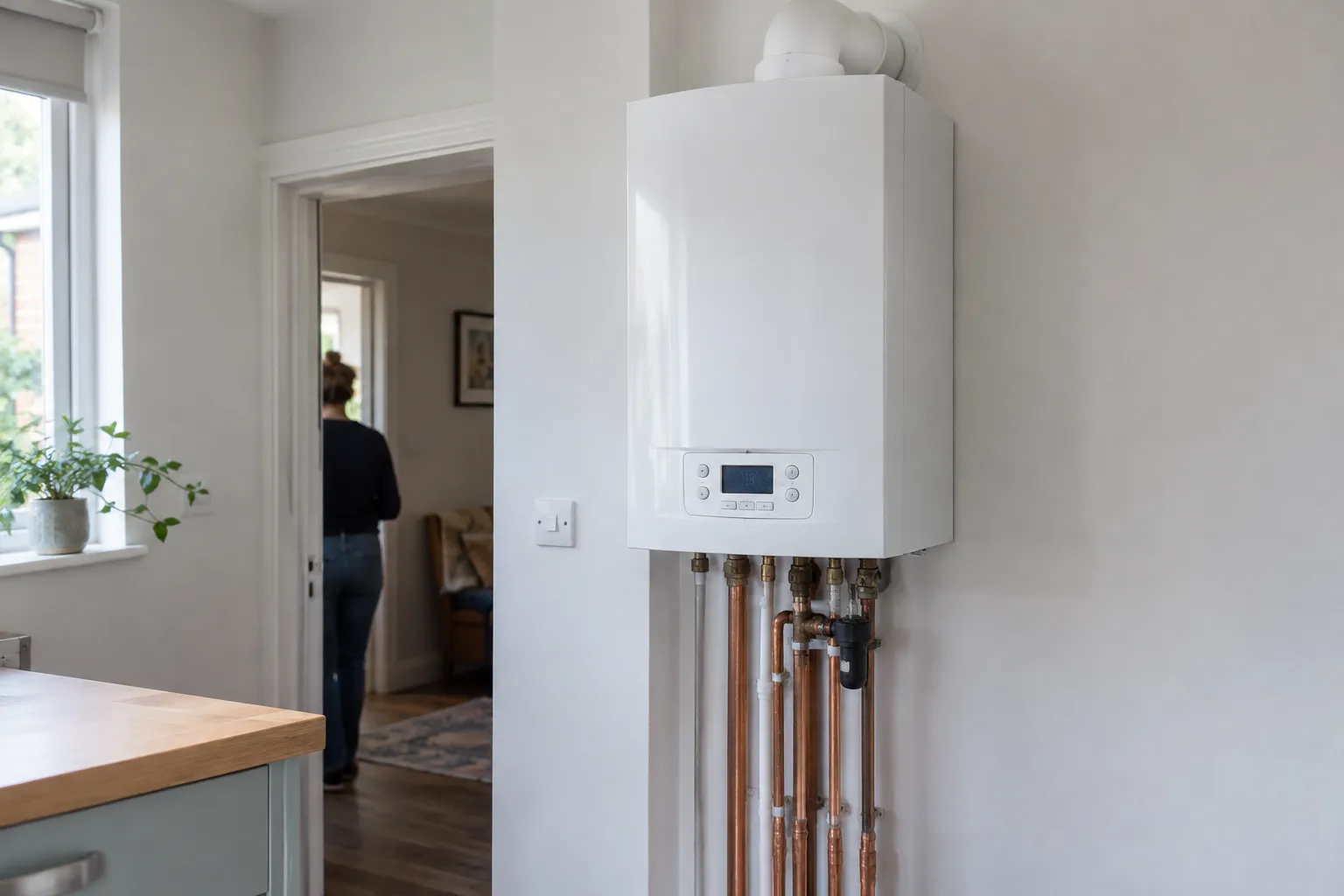 A combi boiler with its digital display panel
