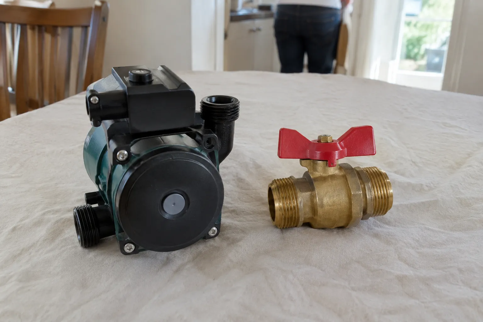 Generic boiler parts laid on a cloth